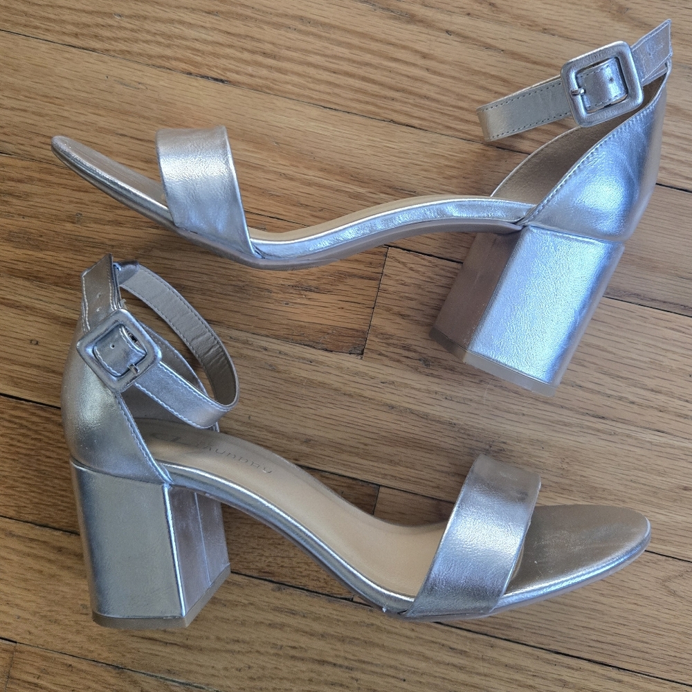 CL by Laundry Metallic Block Heel Sandals